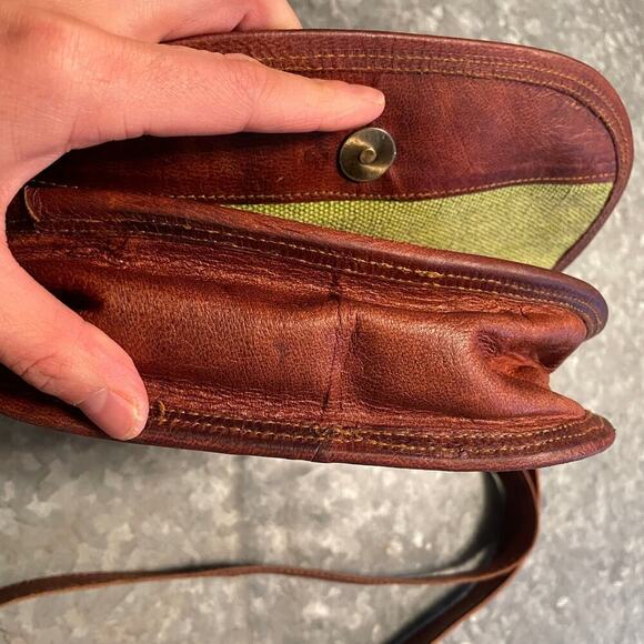 Vintage Brown Genuine Waxed Leather Crossbody Purse Shoulder Bag Handmade Retro - Picture 5 of 15